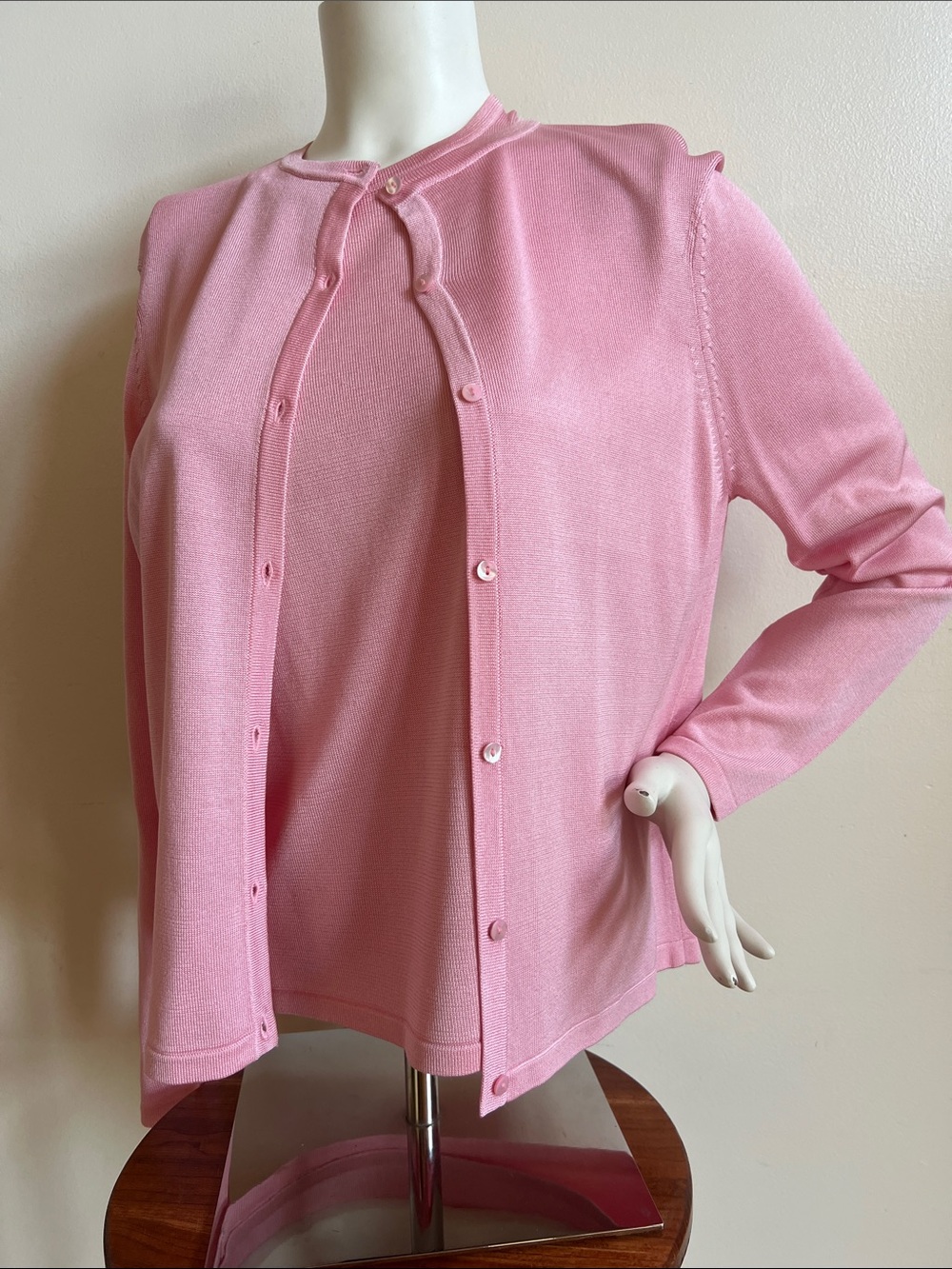 Country Shop silk sweater set Classic Pink Knit Cardigan Set old money luxury